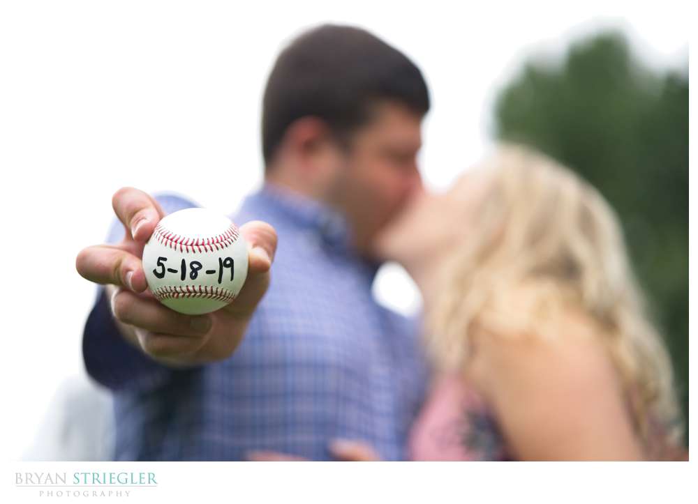 baseball with wedding date